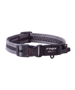Rogz Dog AirTech Classic Collar, Medium - Platinum Grey