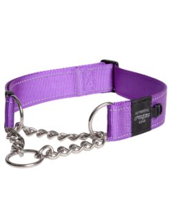 Rogz Dog Collar Control, Chain, Utility, Extra Extra Large 40mm - Purple
