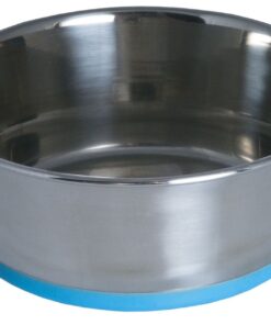 Rogz - Stainless Steel Slurp Dog Bowl - Medium 1050ml - Blue Base