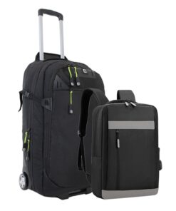 Roller Duffel Trolley Sport Bag on Wheels with Adjustable Handle & Backpack