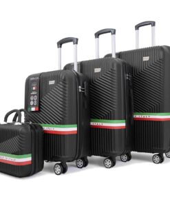 Roma Hardshell Luggage Set on 360 Spinner Wheels with TSA Lock - Black