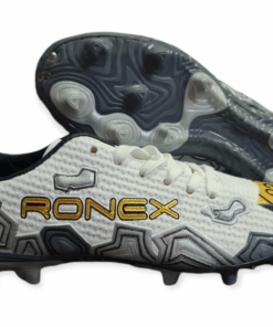 Ronex Fly Soccer Boots Multi Ground - White/Grey/Gold - UK 8