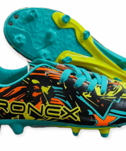 Ronex Turbo Soccer Boots Multi Ground - Black/Green/Lime Orange - UK 4