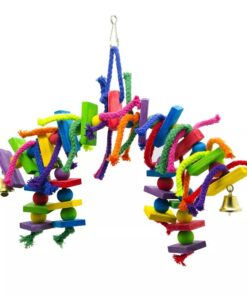Rope and Wood Block Parrot Toy