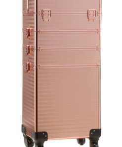 Rose Gold Rolling Train Case 5-in-1 Professional Cosmetic Organizer Case