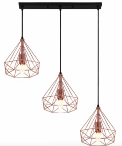 Rose Gold Row Of Three Pendant Vintage Diamond Geometric Shape