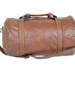Round Sports Duffel Leather Bag - Pecan
