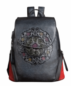 Royalty Collections - Westal Rozy Vintage Genuine Leather Backpack - Black