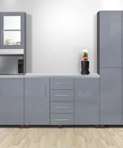 Rozen 3 Piece Kitchen Unit, White and Hi Gloss Storm Grey