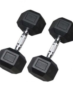Rubber Hex Dumbbells - 10kg - Set Of 2