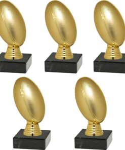 Rugby Ball Figurine Trophy with Marble Base - Glossy Gold