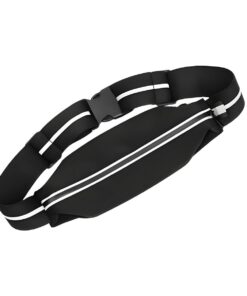 Running Belt Fanny Pack Sports Waist Pack Hand-Free Reflective Runner Pouch - Black