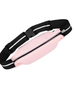Running Belt Fanny Pack Sports Waist Pack Hand-Free Reflective Runner Pouch - Pink