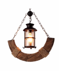 Rustic Wood & Iron Lamp Pendant Chandelier