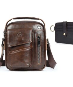 SA Classy - Genuine Leather Crossbody Messenger Shoulder Bag - 7512 & Wallet - Coffee