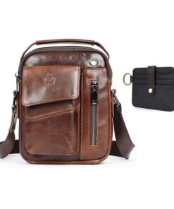 SA Classy - Genuine Leather Crossbody Messenger Shoulder Bag - 7512 & Wallet - Oil Coffee