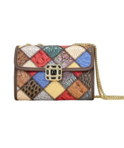SA Classy - Genuine Leather Handmade Colorful Patchwork Clutch Bag - 7713