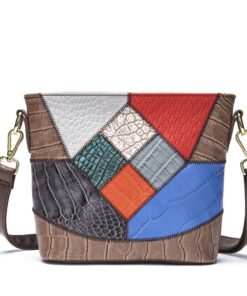 SA Classy Genuine Leather Handmade Colorful Patchwork Shoulder Bag 7720