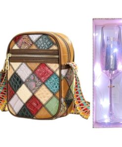 SACLASSY Genuine Leather Crossbody Patchwork Handbag Women Birthday Gift