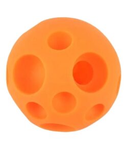 Safety Soft Honeycomb Shape Dog Chew Toy Squeaky Ball Food Toy For Dogs - Orange