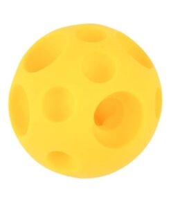 Safety Soft Honeycomb Shape Dog Chew Toy Squeaky Ball Food Toy For Dogs - Yellow
