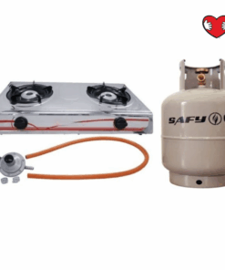 SAFY - 9kg Gas Cylinder - Grey (LPG) and 2 Burner Stainless Steel Gas Stove