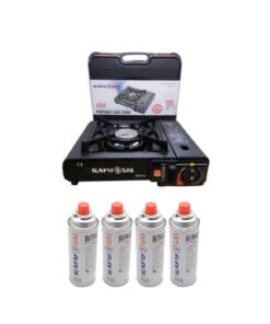 Safy Portable Camping Gas Stove + 4 Gas Canisters 227g