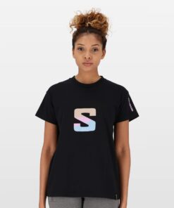 Salomon Womens Split Logo Short Sleeve Tee - BLACK - XL