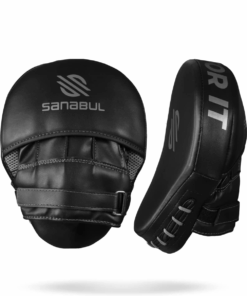 Sanabul Essential Curved Punching Mitts - (Silver & Black)