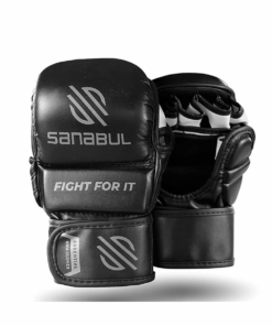 Sanabul Essential MMA Hybrid Sparring Gloves - 7oz Silver & Black - L-XL