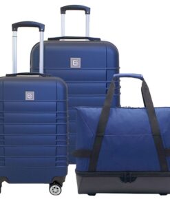 Santorini Hardshell Luggage & Suitcase Set with Duffel Travel Bag - 55/65cm - Blue
