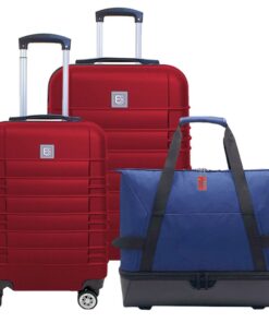 Santorini Hardshell Luggage & Suitcase Set with Duffel Travel Bag - 55/65cm - Red