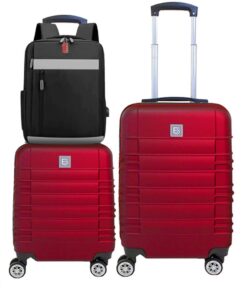Santorini Luggage Suitcases Hardshell Set with Backpack - 45cm & 65cm - Red