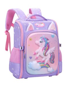 SBP-9383, High Quality 3D Unicorn Large Pre-school Backpack - Purple