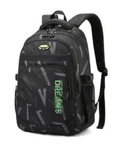 School Bags Orthopedic Waterproof Backpack Student High School - BlackGreen