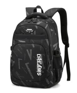 School Bags Orthopedic Waterproof Backpack Student High School - BlackWhite