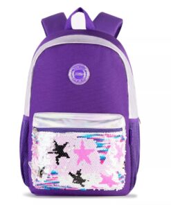 School Bookbags for Girls Glitter Stars Sequin Stylish Shiny - Purple