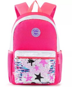School Bookbags for Girls Glitter Stars Sequin Stylish Shiny - Red