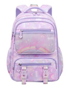 Schoolbag Backpack for Girls Butterfly Primary School - Lavender