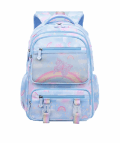 Schoolbag Backpack for Girls Butterfly Primary School - LightBlue