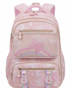 Schoolbag Backpack for Girls Butterfly Primary School - TanPink