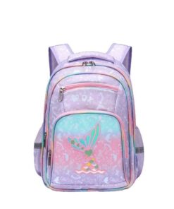 Schoolbags Cartoon Print Waterproof Large Capacity Kids Backpacks - LightPurple