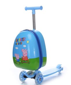 Scooter with Suitcase for Kids has LED Lit Wheels -(2 in 1- size:16 inches) - Piglet