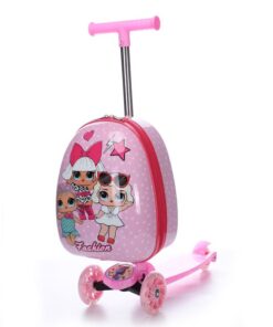Scooter with Suitcase for Kids has LED Lit Wheels -(2 in 1- size:16 inches) - Three Girls