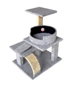 Scratzme - Kitten Castle Premium Scratching Post - Light Grey & Black