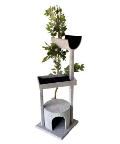 Scratzme - Tree House Premium Scratching Post - Light Grey & Black