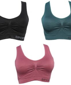 Seamless Comfortable Sports Bra with Removable Pads - Pack of 3
