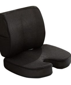 Seat Cushion and Lumbar Support Pillow - Black