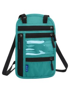 Security Travel Neck Pouch RFID Blocking Passport Holder Neck Wallet - Blue