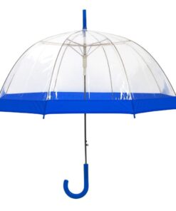 See-Through Transparent Stylish Colored-Border Mushroom Shape Dome Umbrella - Blue
